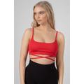 Strappy Tie Cropped Bralet Red UK 14