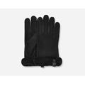 UGG® Shorty Leather Trim Glove for Women in Black, Size Medium, Shearling