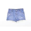 F&F Girls Blue Cotton Cut-Off Shorts Size 9-10 Years Regular