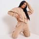 Pocket Detail Loungewear Hoodie Jogger Set In Cream Nude UK 16, Nude