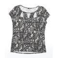 George Womens Brown Animal Print Viscose Basic T-Shirt Size 10 Round Neck - Cut Out