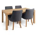 Habitat Radius Oak Dining Table & 4 Alec Dark Grey Chairs