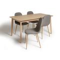 Habitat Skandi Wood Dining Table and 4 Beni Grey Chairs