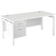 Home Office Desks - Karbon K4 Rectangular Bench Desks with Single Fixed Pedestal 1800W in White with White legs - Delivery