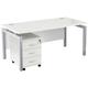 Home Office Desks - Karbon K4 Rectangular Bench Desks 1200W with 3 Drawer Under Desk Mobile with Silver legs - Delivery