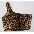 SheIn Womens Brown Animal Print Polyester Cropped Tank Size XS Off the Shoulder - one strap