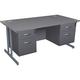 Office Desks - Karbon K3 Rectangular Deluxe Cantilever Desk With Double Fixed Pedestals 1600W with Double 2 Drawer Pedestal in Grey with Grap