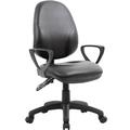 Leather Operator Chair - Comfort Ergo 2-Lever Black Leather Operator Chair With Fixed Arms - Delivered Assembled