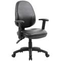 Leather Operator Chair - Comfort Ergo 2-Lever Black Leather Operator Chair With T Adjustable Arms - Delivered Assembled