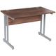 Home Office Desks - Karbon K3 Compact Rectangular Desk 1600W in Walnut with Silver Twin Cantilever Legs - Delivery