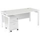 Home Office Desks - Karbon K4 Rectangular Bench Desks 1400W with 2 Drawer Under Desk Mobile with White legs - Delivery