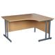 Office Desks - Karbon K3 Ergonomic Deluxe Cantilever Desk 1400W with left hand desk return in Oak with Silver cantilever legs - Delivery
