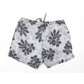 MAN Mens Grey Floral Sweat Shorts Size 34