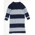 Gap Womens Size 10 Striped Cotton Blend Blue Jumper Dress (Regular)