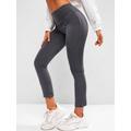 Women Wide Waistband Pocket Yoga Boot Cut Pants S Gray