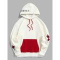 ZAFUL Letter and Rose Embroidery Polar Fleece Fuzzy Hoodie M White