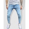 Mens Light Wash Ripped Detail Casual Jeans 34 Light blue