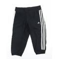 adidas Girls Black Striped Cotton Sweatpants Trousers Size 11-12 Years Regular - Cropped