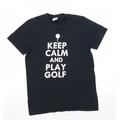 Gildan Mens Blue Cotton T-Shirt Size S Round Neck - Play Golf