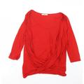 Oasis Womens Red Viscose Basic T-Shirt Size M Crew Neck