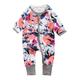 Oriental Flowers - White and Grey Zippy Baby Sleepsuit | Style My Kid, 3-6M