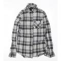 River Island Mens Grey Check Button-Up Size XL