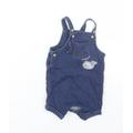 NEXT Baby Blue Cotton Dungaree One-Piece Size 0-3 Months Button