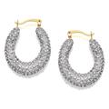 9ct Gold Crystal Oval Creole Hoop Earrings - 23mm - G4145