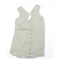 F&F Womens Green Viscose T-Shirt Dress Size 14 V-Neck Button