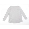 Select Womens Grey Acrylic Basic T-Shirt Size L Boat Neck