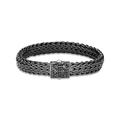 John Hardy Men's Blackened Sterling Silver Classic Chain Large Flat Link Bracelet with Black Sapphire