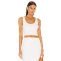 Enza Costa Rib Sweater Knit Cropped Scoop Tank in White. Size L, M, S, XL.