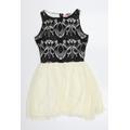 Lipsy Womens Black Geometric Lace Skater Dress Size 10 - Cream