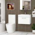 Turin 500mm Gloss White Wall Hung 1-Drawer Vanity Unit with Cesar Close Coupled Toilet