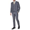 Light Grey With Blue Windowpane Check Ivy League Suit Jacket 40R Grey