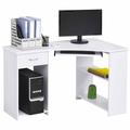 Badell L-Shaped Corner Computer Desk with Storage, white