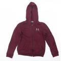 Under armour Boys Purple Cotton Full Zip Hoodie Size M Zip