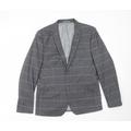 River Island Mens Grey Check Polyester Jacket Suit Jacket Size 42