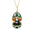 Faberge Tsarskoye Selo Yellow White Rose Gold Enamel Locket with Panda Surprise