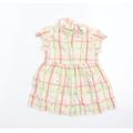 Gap Girls Multicoloured Check 100% Cotton Shirt Dress Size 9-12 Months Collared Button