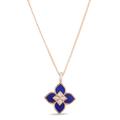 Roberto Coin Venetian Princess 18ct Rose Gold Diamond Lapis Lazuli Pendant Necklace