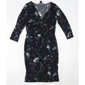 Oasis Womens Blue Floral Polyester Bodycon Size XS V-Neck Pullover