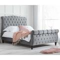 Colorado - Super King Size - High Foot-End Sleigh Bed - Grey - Velvet - 6ft - Happy Beds