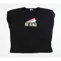 PUMA Womens Black Houndstooth Cotton Basic T-Shirt Size M Crew Neck