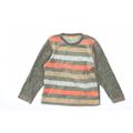 Tout simplement Boys Green Striped Velour Pullover Sweatshirt Size 8 Years