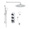 Chrome Concealed Shower Mixer with Triple Control & Square Wall Mounted Head Handset and Bath Filler - Flow