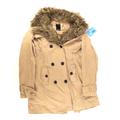 Laura Scott Womens Size 8 Cotton Beige Lightweight Spring Autumn Faur Fur Double Breasted Mac