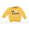 F&F Boys Yellow Striped Jersey Pullover Sweatshirt Size 2-3 Years - Be Kind