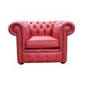 Chesterfield Low Back Club Chair Cherry Red Leather