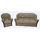 Reggio 3+1 Italian Leather Sofa Suite Coffee Milk Cherry Wood